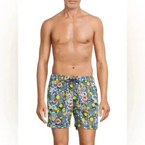 Siamo Verano Men’s Swim Shorts M Floral Tropical Print Summer Beachwear